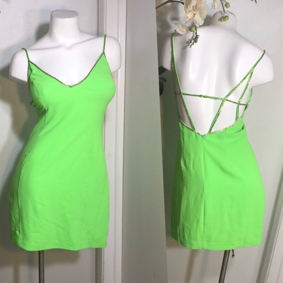 ARC &‎ CO. Strappy Green Beaded Mini Dress - Picture 1 of 12